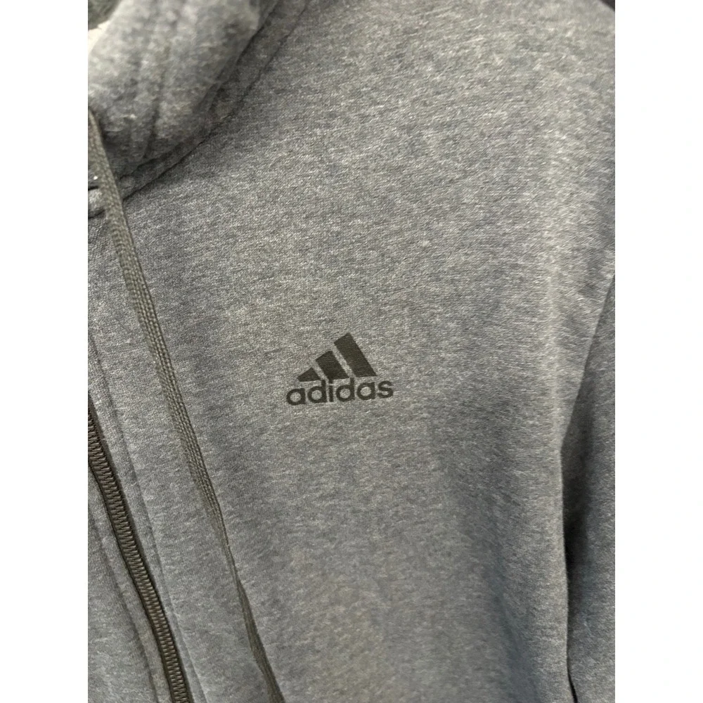 Adidas Sporty Zip Hoodie Men M Grey 3-Stripe Logo Athleisure Streetwear